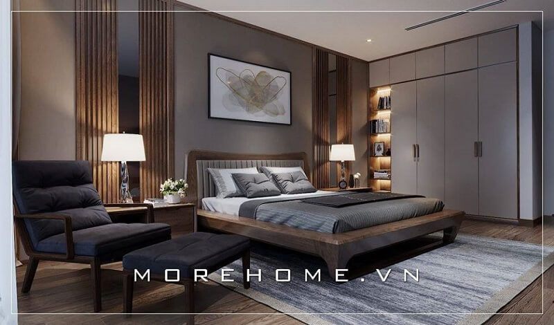 Mẫu giường ngủ gỗ đẹp với kiểu dáng đơn giản nhưng tinh tế trong đường nét, tạo điểm nhấn nổi bật cho căn phòng.